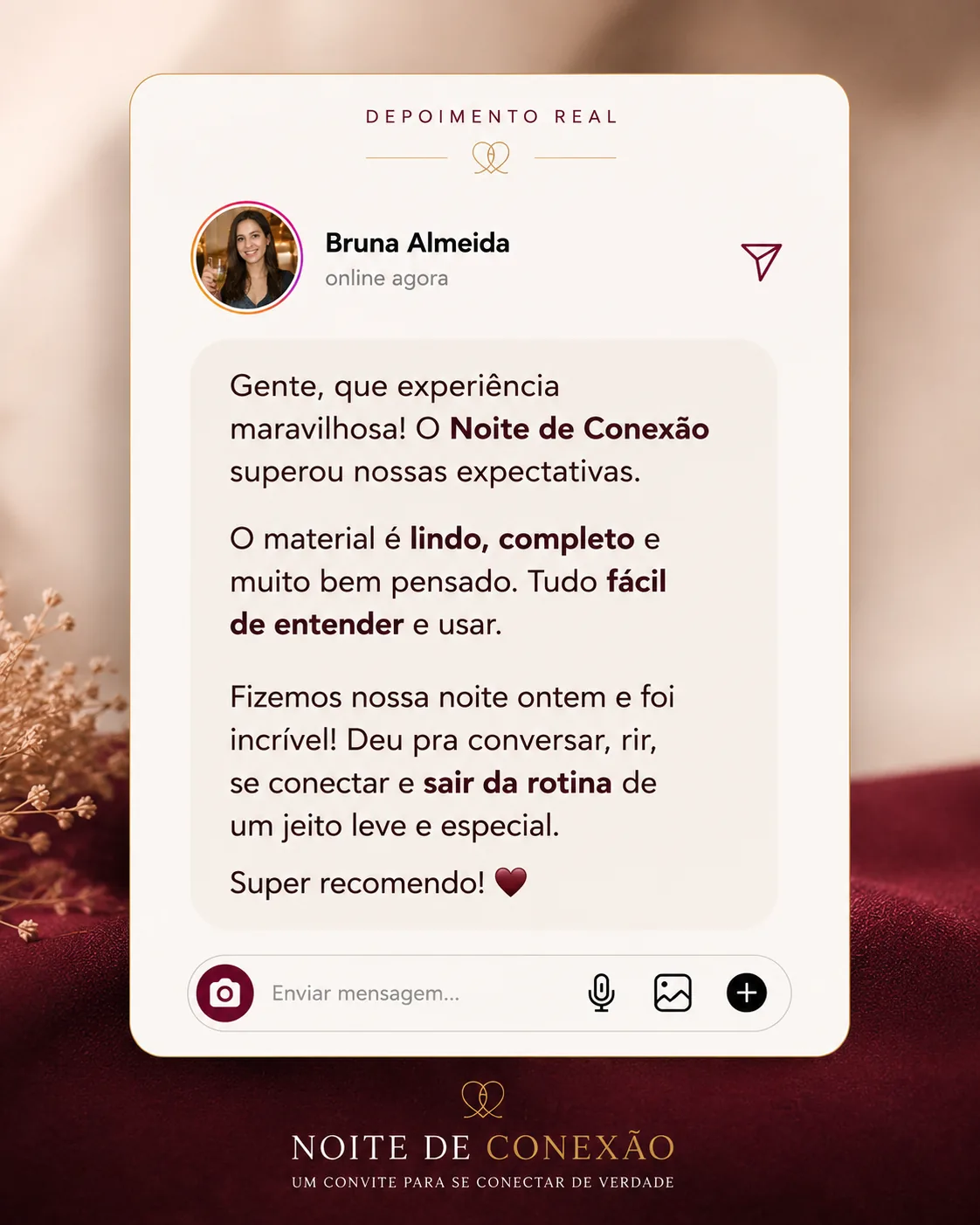 Comentários de clientes sobre o kit digital Noite de Conexão