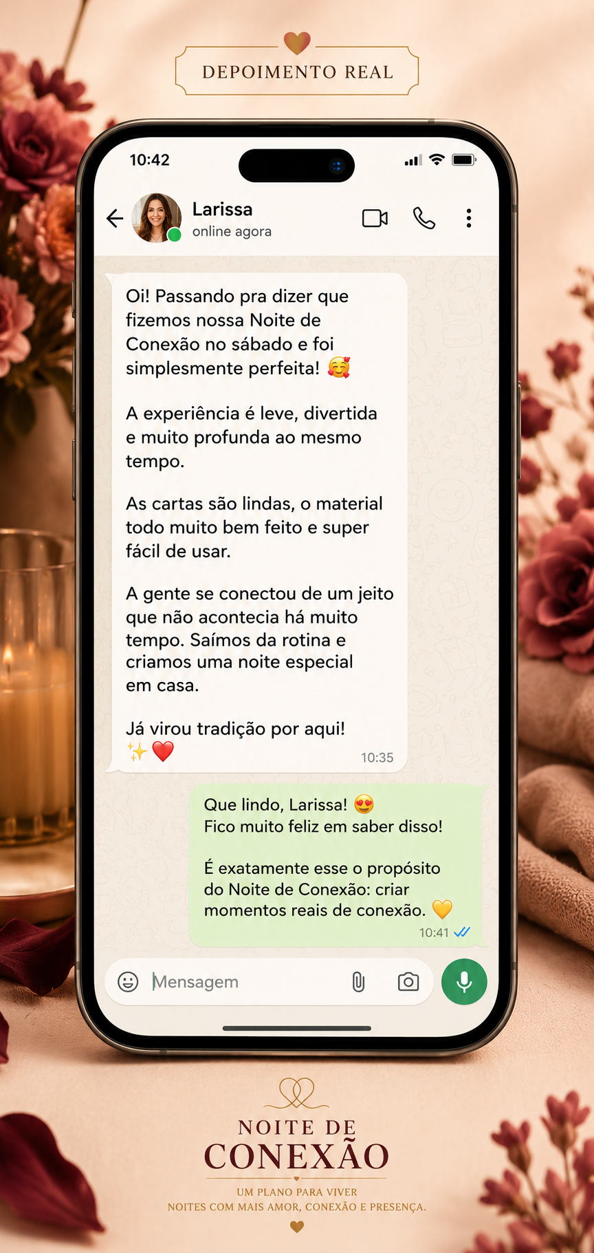 Comentários de clientes sobre o kit digital Noite de Conexão